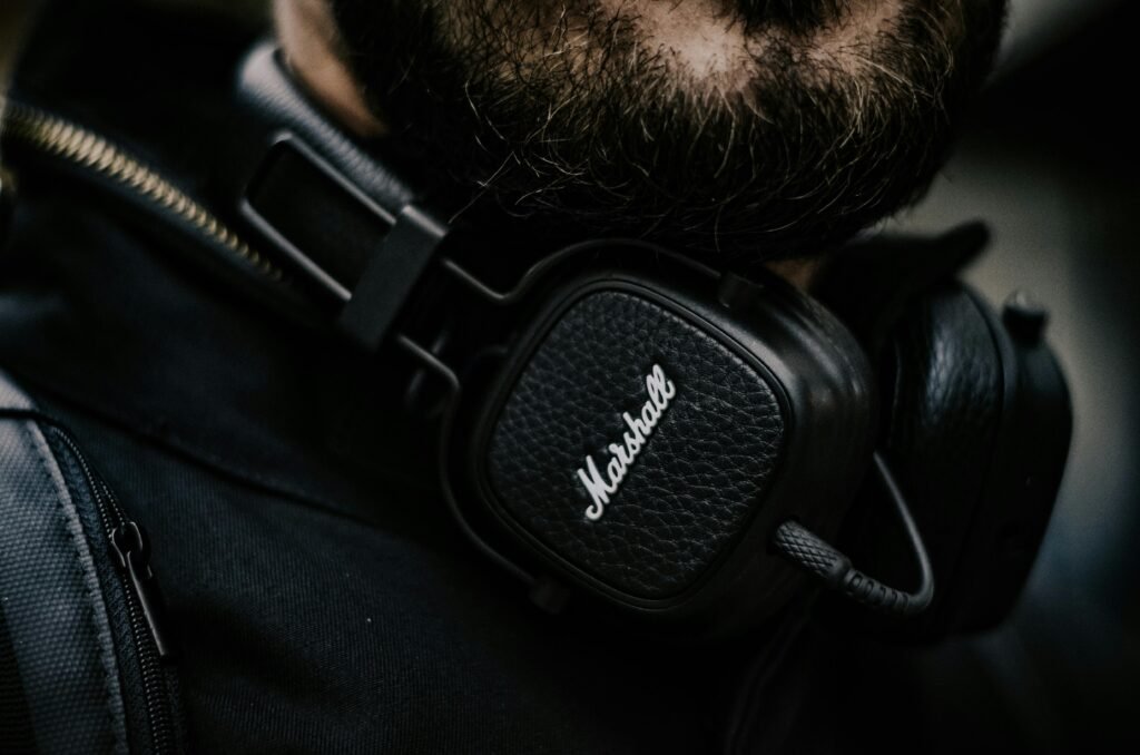 A Man Wearing Black Headphones